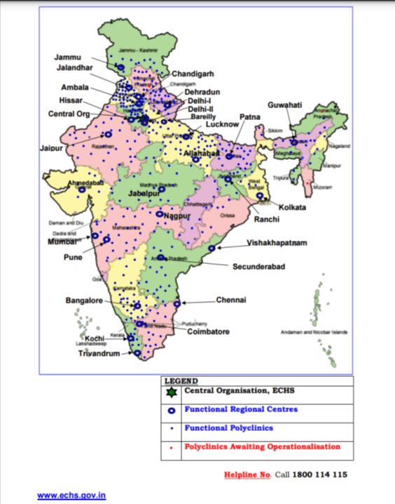 ECHS Locations in India