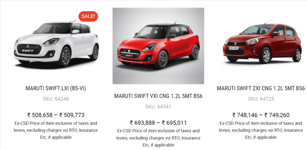 Search Results for MARUTI SWIFT – Canteen Stores Departments3